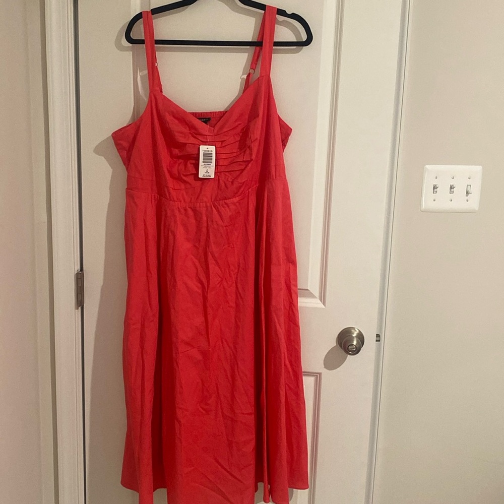 NWT Torrid Mir Poplin Sweetheart Shirred Dress in Honeysuckle